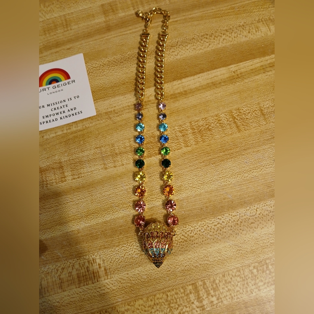 Kurt Geiger Multicolor Crystal Eagle Pendant Necklace - Picture 4 of 7
